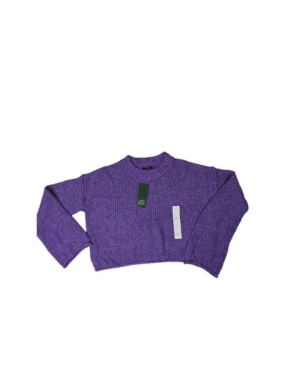 Wild Fable Purple Mock Collared Cropped Sweater XSmall